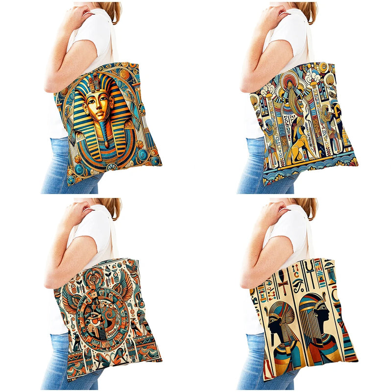 Pharaohs Anubis Women Shopper Bag Murals of Ancient Egyptian Double Print Girl Tote Lady Handbag Shopping Bags
