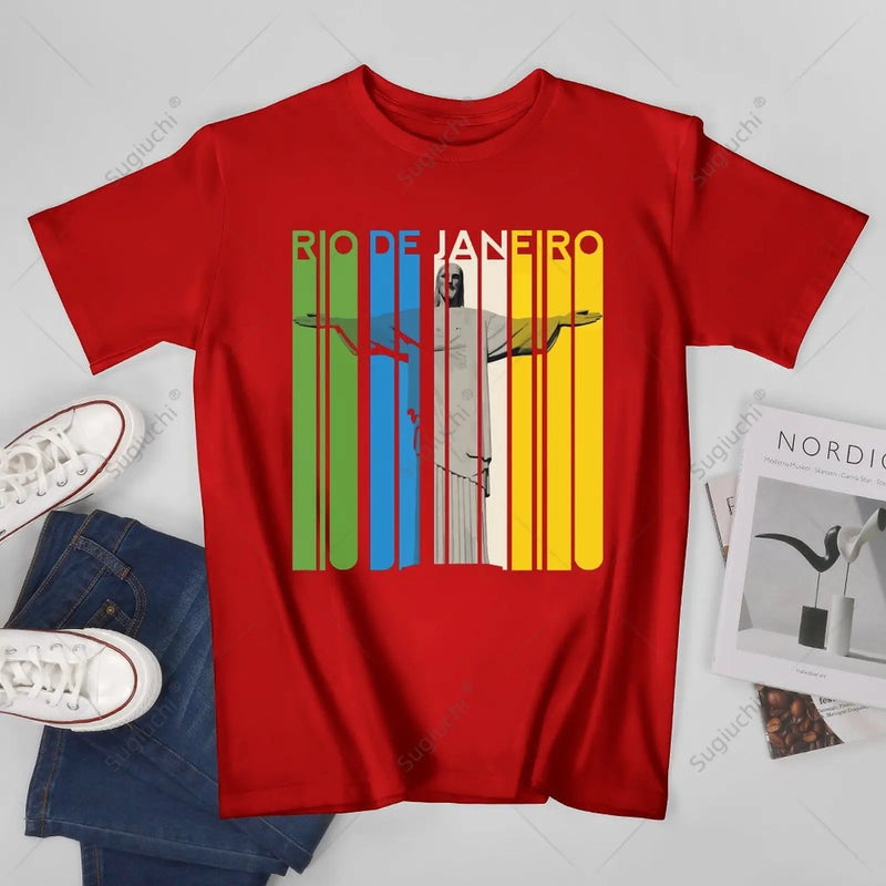 Unisex Men Brazil Retro Beach Brazilian Rio De Janeiro Statue Sao Paulo Tshirt Tees T Shirts Women Boys 100% Cotton T-Shirt