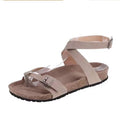 Multi Colored Womens Sandals with Open Toe Straight Buckle Strap Non Slip Wear-resistant 2025 New Summer Outdoor PU Flat Sandals
