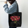 Luanda Angola Map Flag Emblem Gift Idea Love Heart South Africa Skyline Shopper Harajuku Canvas Tote Bag Cotton Shopping Handbag