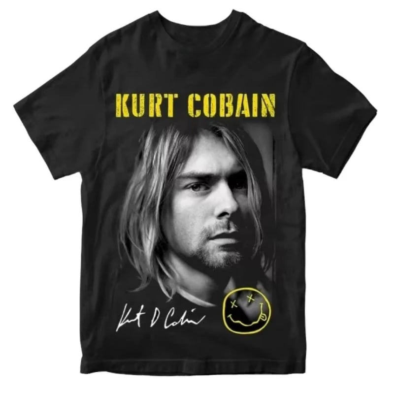 T-shirt Music KURT COBAIN PREMIUM Men and Women American Fashion Hip Hop Rock Short Sleeves Men and Women Street