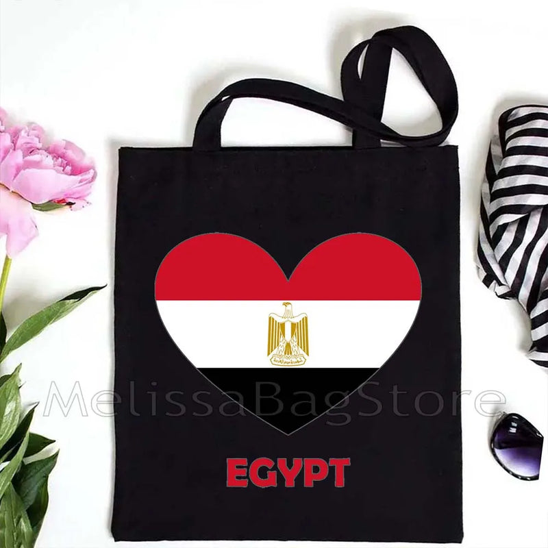 Love Denmark France Greece Egypt Ecuador Mexico Romania Djibouti USA UAE UK Belgium Cape Verde Heart Flag Cute Tote Bag Handbags