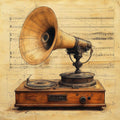 Retro Antique Music Instruments Guitar Microphone Drums Piano Art Poster Canvas Painting Wall Prints Picture Room Home Decor