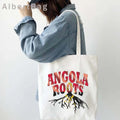 Luanda Angola Map Flag Emblem Gift Idea Love Heart South Africa Skyline Shopper Harajuku Canvas Tote Bag Cotton Shopping Handbag