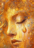Gustav Klimt Style Female Portrait Art Poster Print Abstract Golden Tears Canvas Painting Modern Wall Art Living Room Home Decor