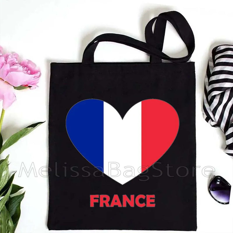 Love Denmark France Greece Egypt Ecuador Mexico Romania Djibouti USA UAE UK Belgium Cape Verde Heart Flag Cute Tote Bag Handbags