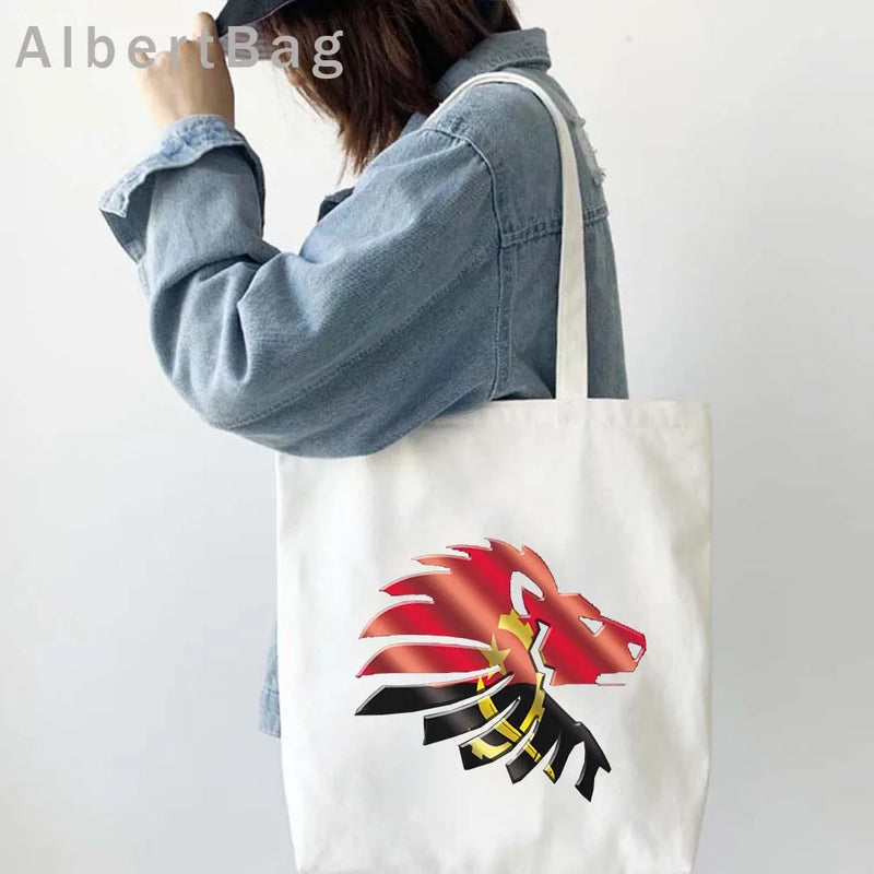 Luanda Angola Map Flag Emblem Gift Idea Love Heart South Africa Skyline Shopper Harajuku Canvas Tote Bag Cotton Shopping Handbag