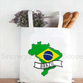Brazil Map Brazilian Flag Heartbeat Guitar Love Heart Country Watercolor Gift Shoulder Canvas Tote Bag Harajuku Fashion Handbag