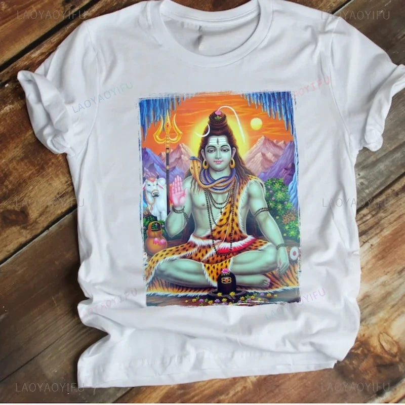 Om Namah Shivaya Hinduism Supreme Lord Shyva Man Printed T Shirt Religious Hindu God Shiva Yoga Meditation Cotton T Shirt Gift