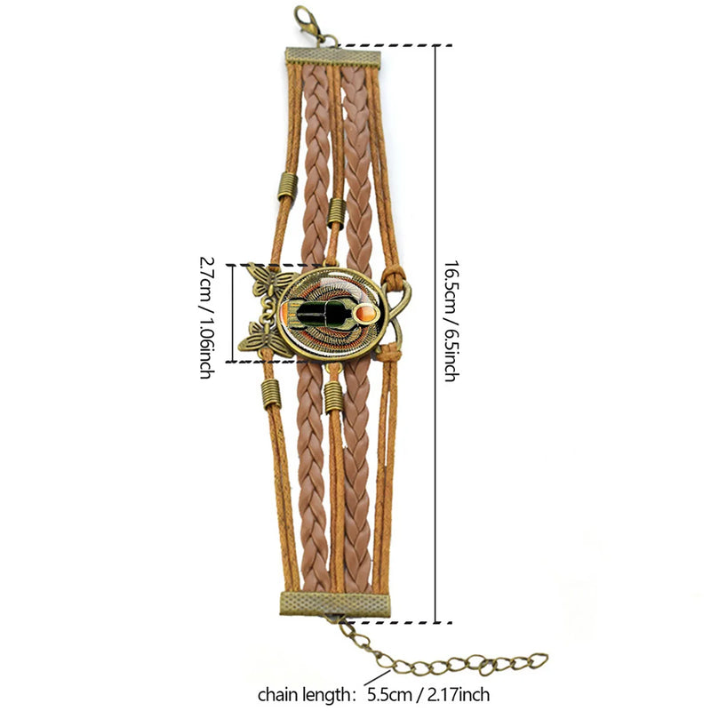Ancient Egyptian Culture Bangles Ankh Anubis Scarab Isis Goddess The Eye of Horus Weave Bracelet Men Women Jewelry Souvenir Gift