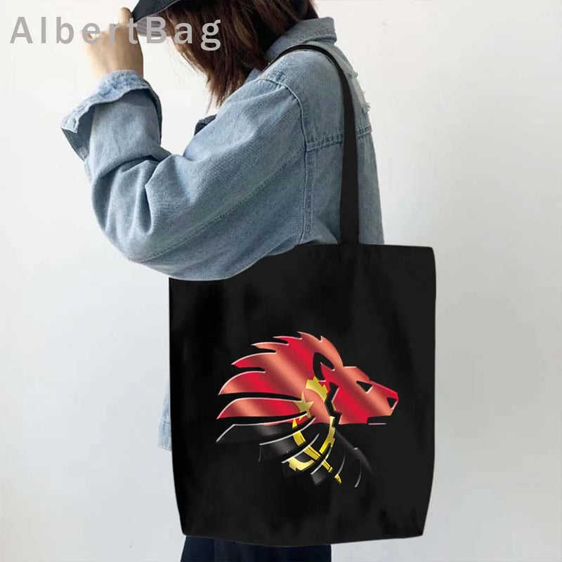 Luanda Angola Map Flag Emblem Gift Idea Love Heart South Africa Skyline Shopper Harajuku Canvas Tote Bag Cotton Shopping Handbag
