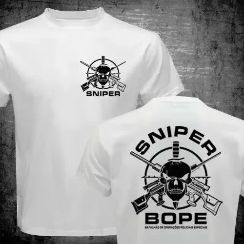 Brazil Military Unit BOPE Special Forces Sniper Men T-shirt Casual Streetwear 100% Cotton Loose Tops Breathable Tee Pro Choice