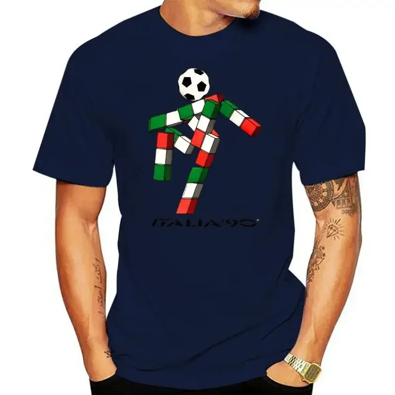 Mens Retro 2 T Shirt Italia Football Mascot Italy Tumblr Soccer Men Clothing Graphic Oversized T Shirt Harajuku 90 Summer Funny