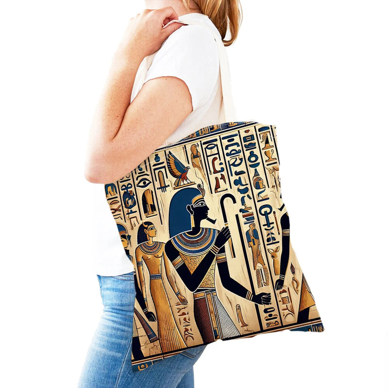 Pharaohs Anubis Women Shopper Bag Murals of Ancient Egyptian Double Print Girl Tote Lady Handbag Shopping Bags