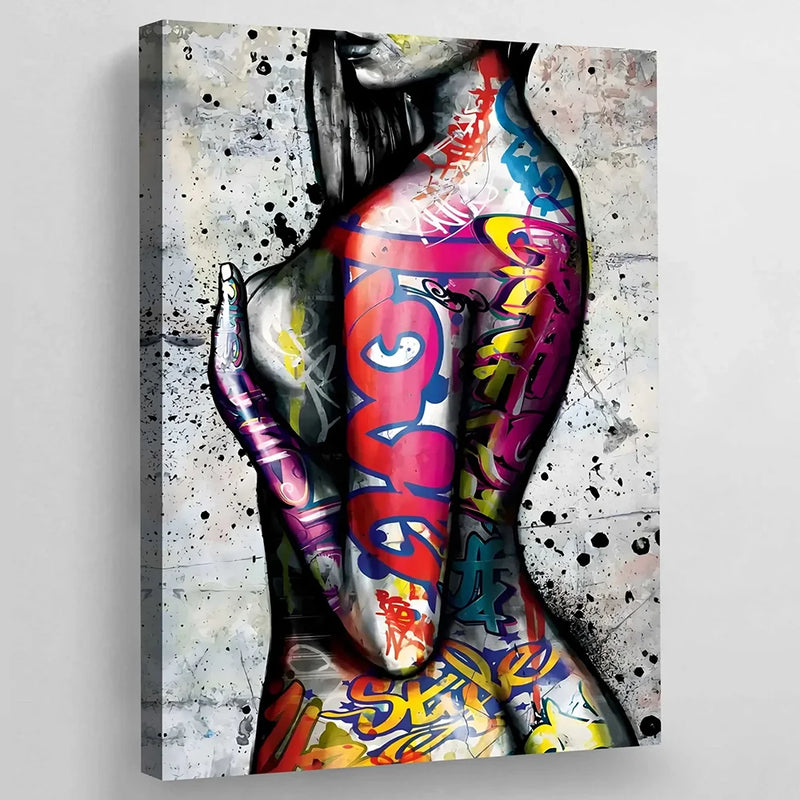 Street Art Woman Body Graffiti Wall Art Canvas Painting Female Body Tattoo Poster And Prints Pictures For Bedroom Home Decor