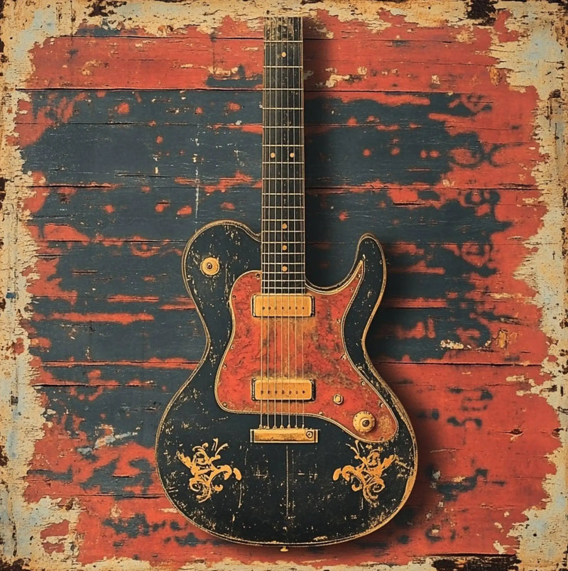 Retro Antique Music Instruments Guitar Microphone Drums Piano Art Poster Canvas Painting Wall Prints Picture Room Home Decor