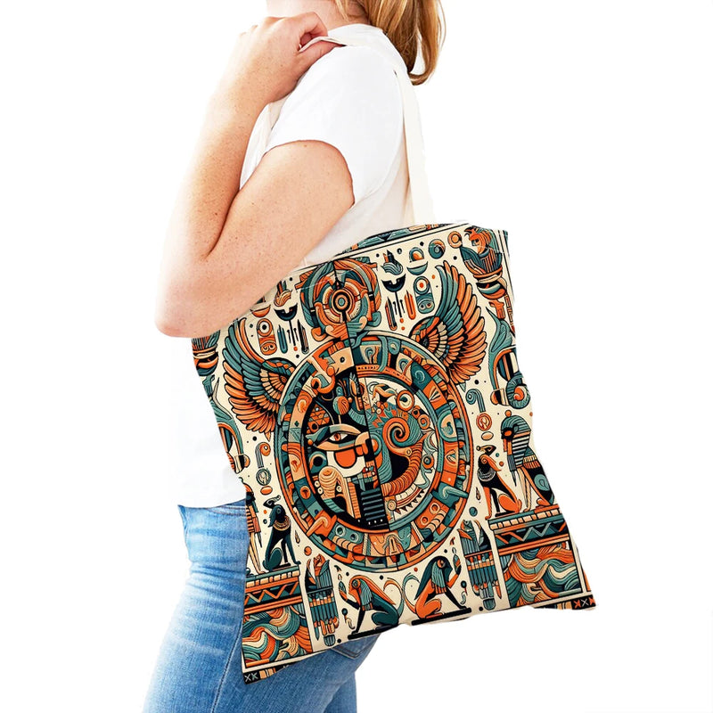 Pharaohs Anubis Women Shopper Bag Murals of Ancient Egyptian Double Print Girl Tote Lady Handbag Shopping Bags