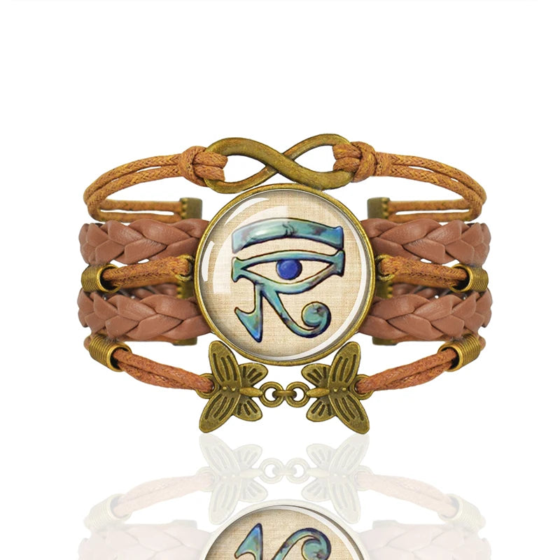 Ancient Egyptian Culture Bangles Ankh Anubis Scarab Isis Goddess The Eye of Horus Weave Bracelet Men Women Jewelry Souvenir Gift