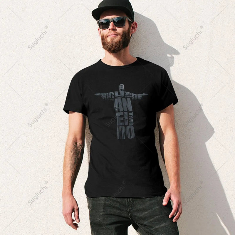 Unisex Men Brazil Jesus Christ Rio De Janeiro Cristo Souvenir Tshirt Tees T Shirts Women Boys 100% Cotton T-Shirt