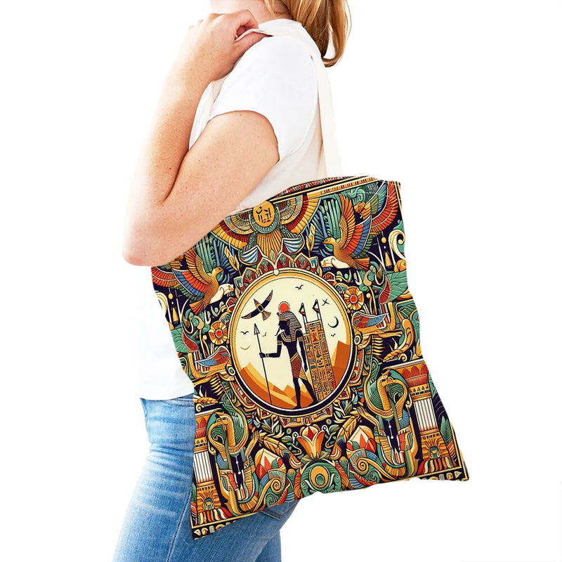 Pharaohs Anubis Women Shopper Bag Murals of Ancient Egyptian Double Print Girl Tote Lady Handbag Shopping Bags